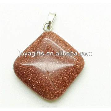 Fashion natural goldstone rhombus pendant semi precious stone pendant